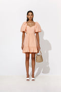 Louisa Pouf Sleeve Cut Out Mini Dress - Apricot