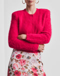 Hairy Knit Jacket - Red