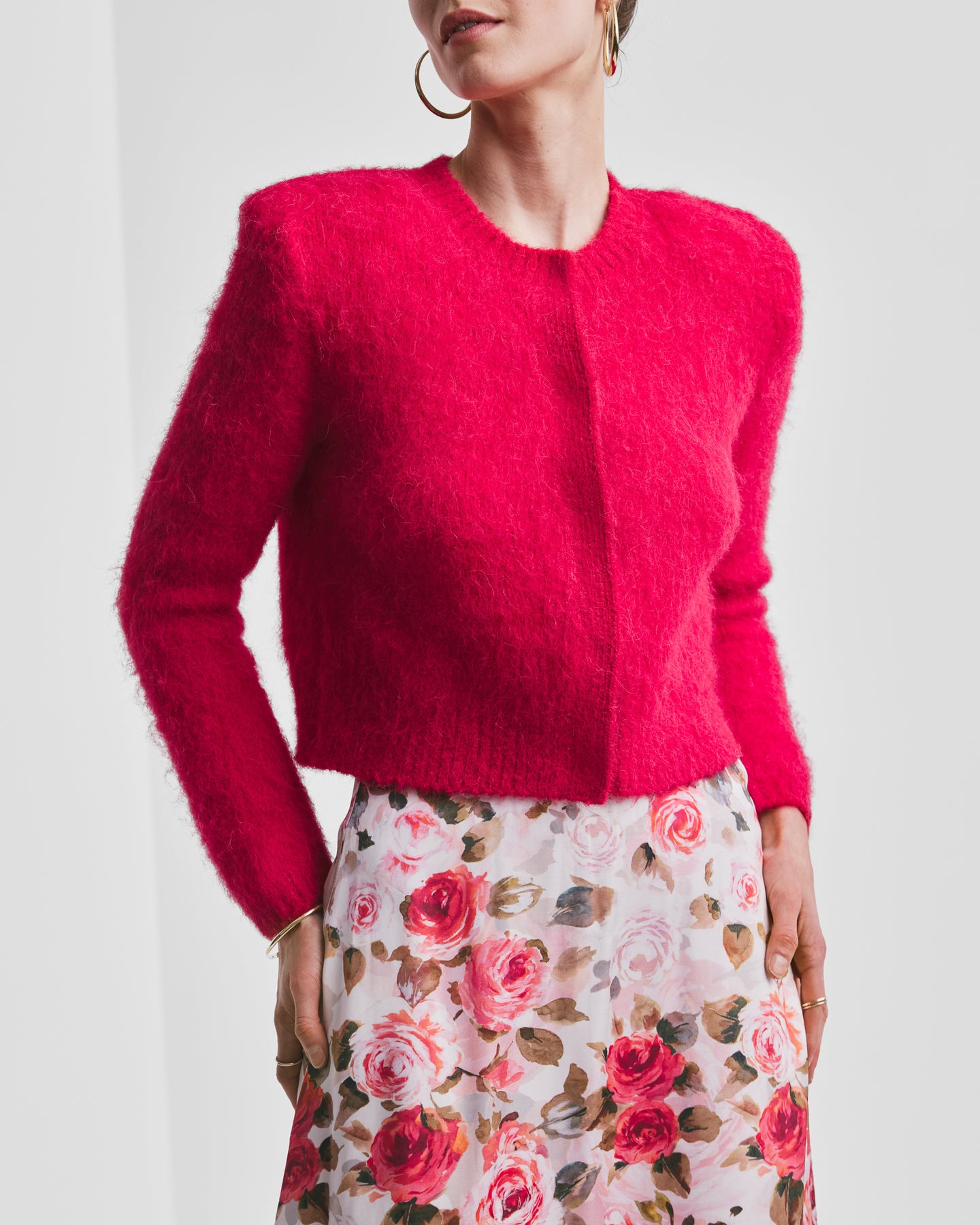Hairy Knit Jacket - Red