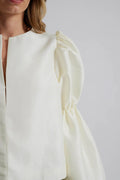 Zoey Double Pouf Sleeve Blouse - Vanilla