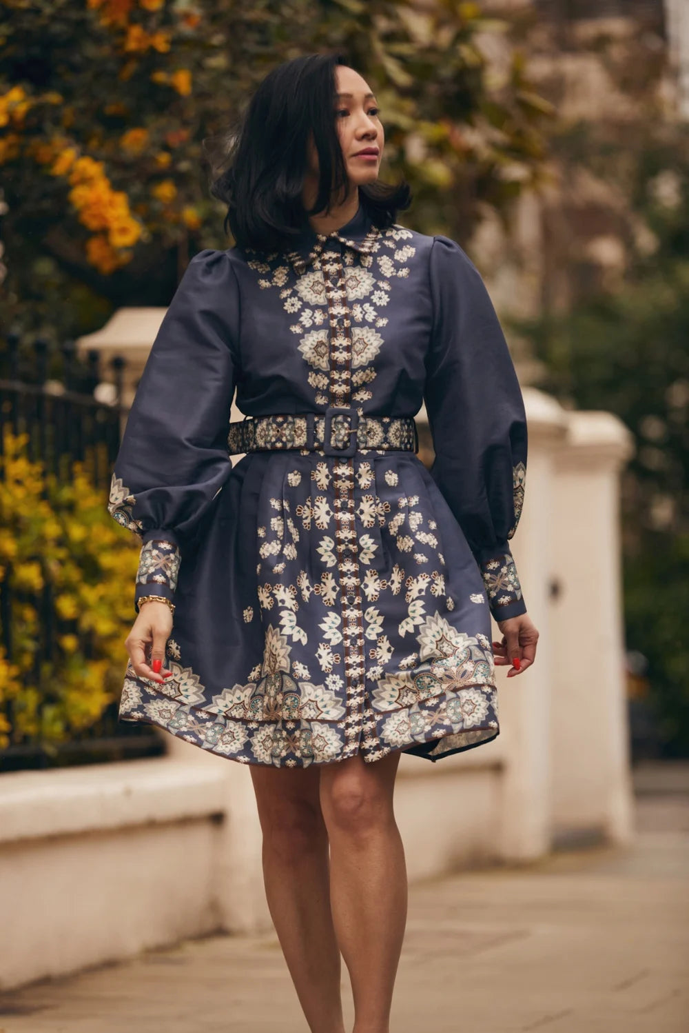 Mathilde Belted Printed Mini Dress - Tile