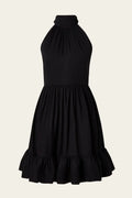 Fern Halterneck Ruffled Mini Dress - Black
