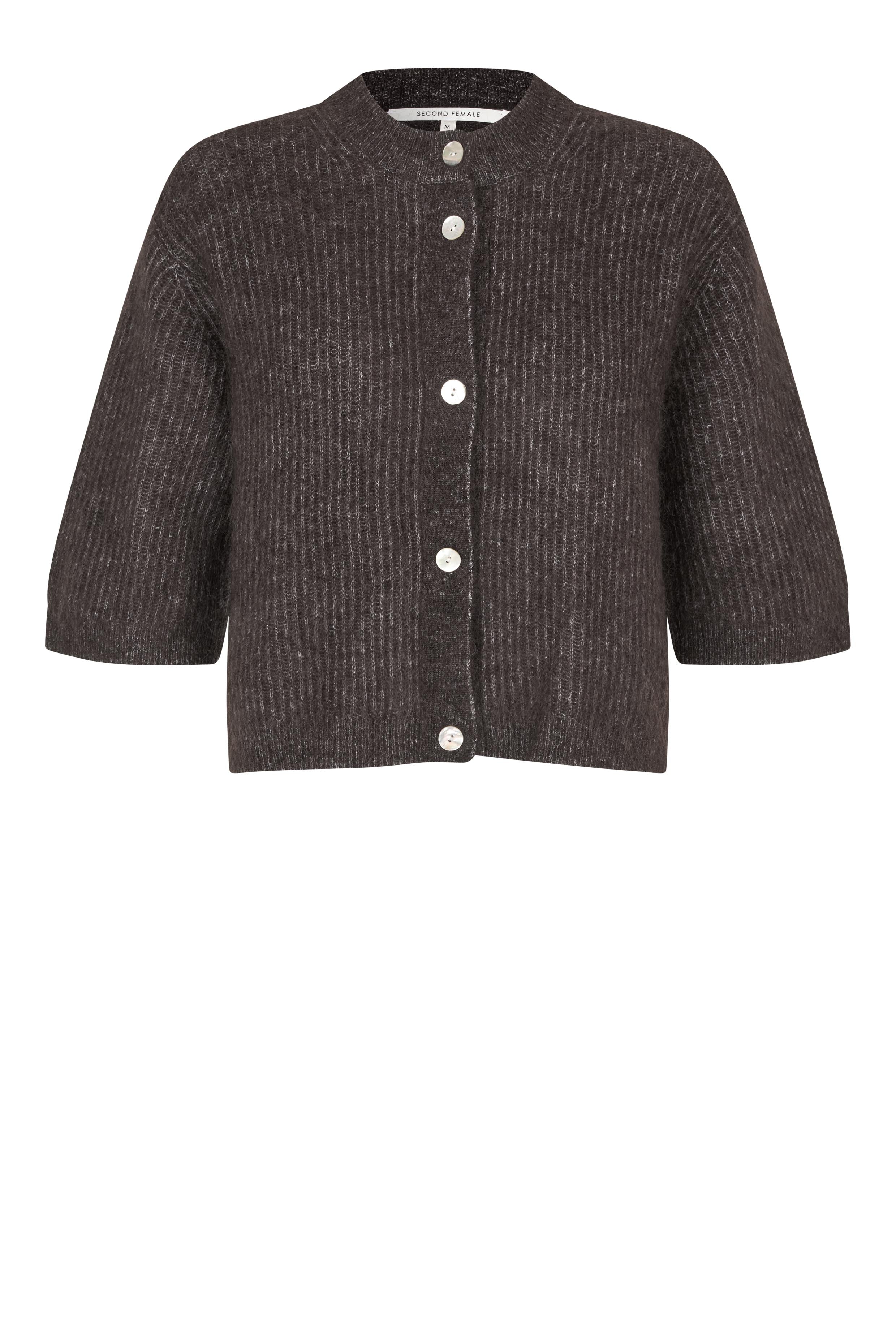Second Female - Andrea Knit Rib Cardigan 58367 - 6150 Chocolate Torte