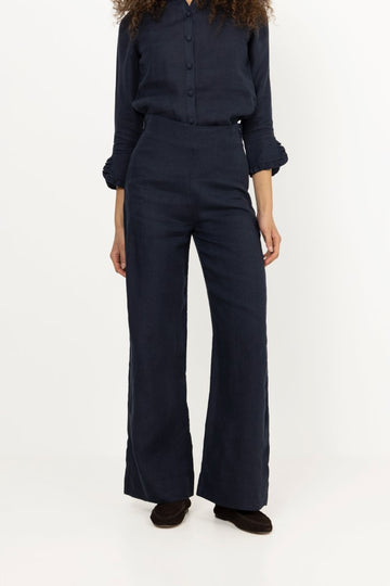 Molly Linen Pants - Navy