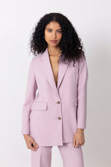Rita Ls Relaxed Blazer Mel Noos - Bleached Mauve Melange