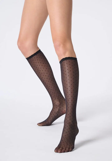 Plumetis Knee High - Black