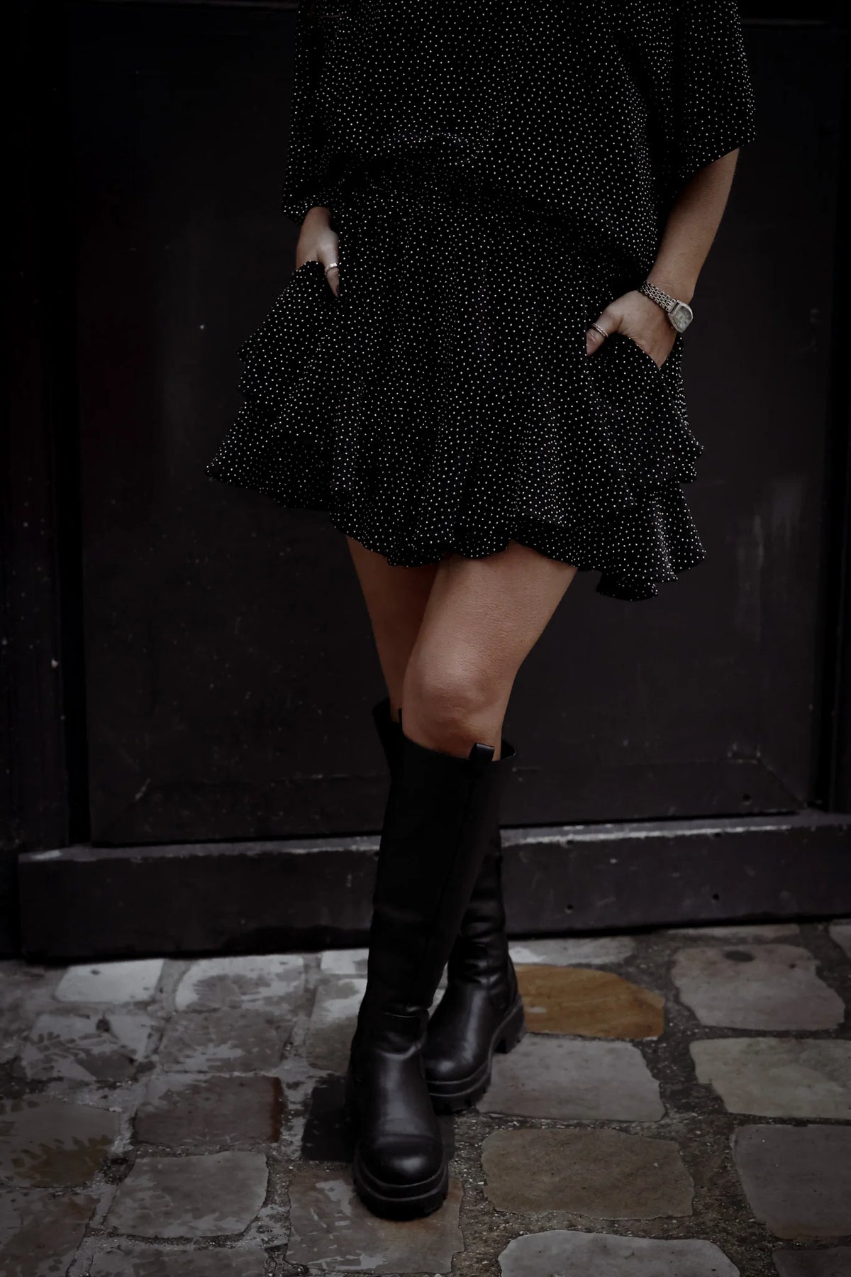 Stardust Skirt Shorts - Black & Silver