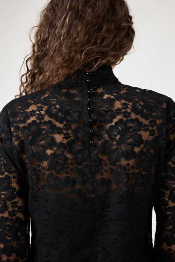 Sabrina Lace Mini Dress - Black