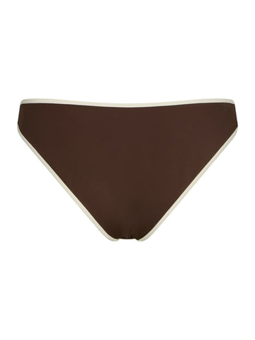 Jovita Solid Contrast Bikini Brief - Dark Brown/Creme