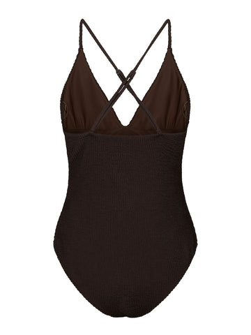Skin Sand Crepe Swimsuit - Dark Brown