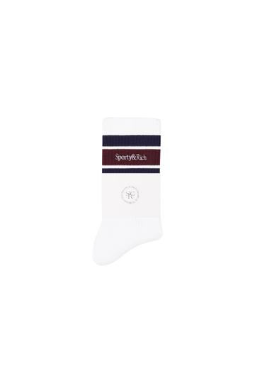Serif Logo Socks - White/Navy/Bordeaux