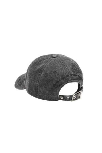 Washed Embroidery Denim Cap - Black Washed