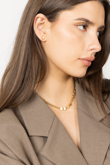 The Pebble Heart Studs - Gold
