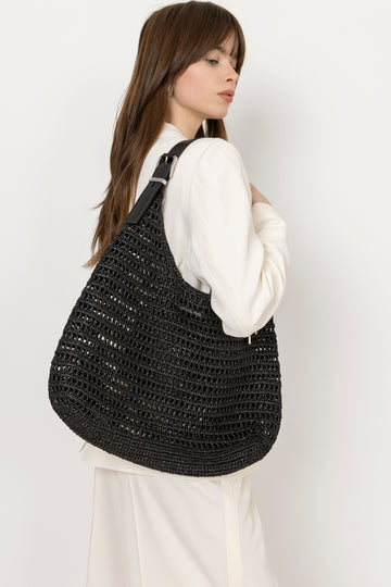 Nolita Large Hobo Shoulder - Black/Black