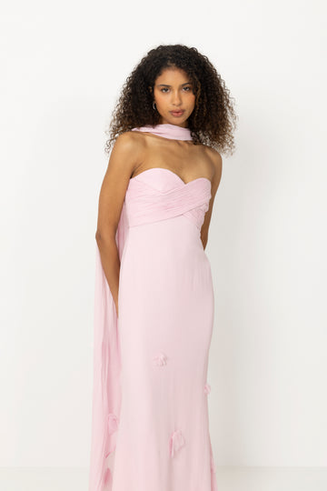 Georgette Scarf Maxi Dress - Pink