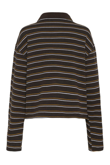 Gzpilova LS Polo Tee - Ganache Striped