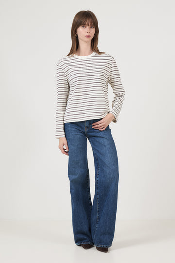 Essential Ls Striped Boxy Tee - Tawny Port Multi Stripe