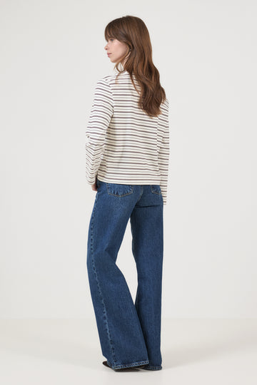 Essential Ls Striped Boxy Tee - Tawny Port Multi Stripe