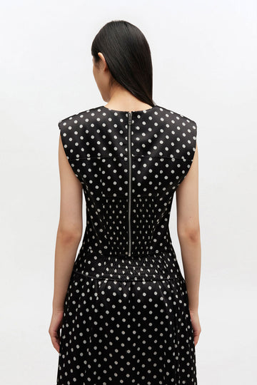 Printed Double Satin Corset Top - Black