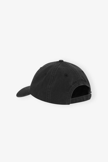 Washed Cotton Canvas Cap Emb - Black