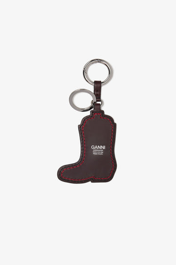 Ganni Western Boot Keyring - Black/Dark Burgundy