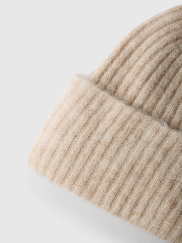 Lulu Wool Blend Knit Beanie - Birch Melange