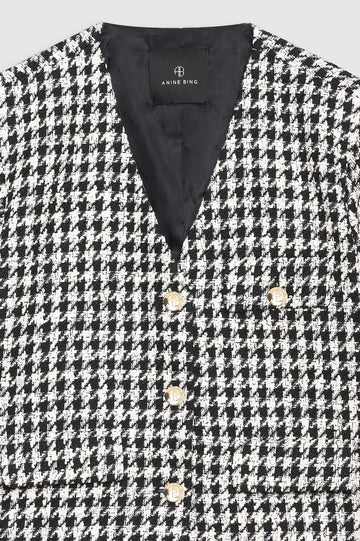 Cara Jacket - Cream And Black Houndstooth