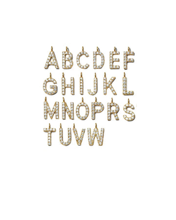 Stone Letter Charm - Gold