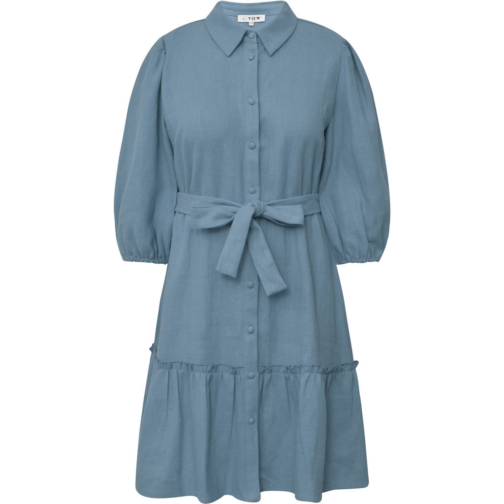 A-View - Kjoler - Linen Dress - Dusty Blue - Villoid A-View - Kjoler - Linen Dress - Dusty Blue - Villoid