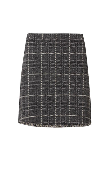 Bessie Skirt Checked - Grey Mel Check
