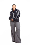 Tilia Zip Knit - Navy Stripe