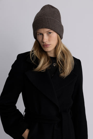 Victoria Cashmere Wool Beanie - Brown