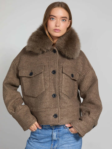 Charlie Jacket Wool Boucle - Grey/Brown