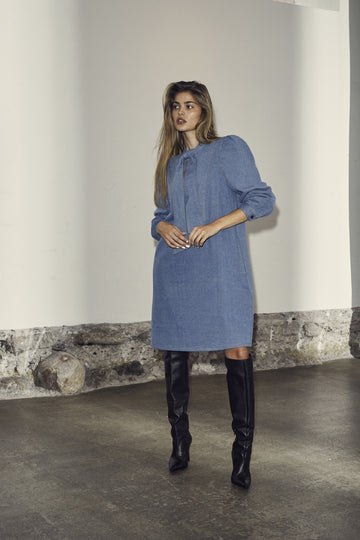 Tituscc Denim Bow Dress - Denim Blue