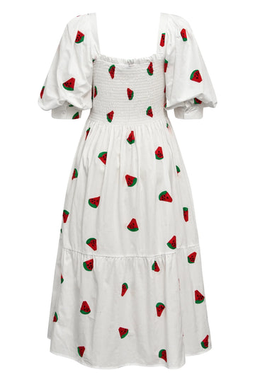 Cheri Fruit Dress - White With Watermelon