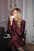 Cordelia Satin Mini Dress - Burgundy