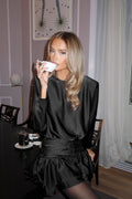 Cordelia Satin Mini Dress - Black