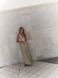 Lilou Satin Maxi Dress - Sage Green