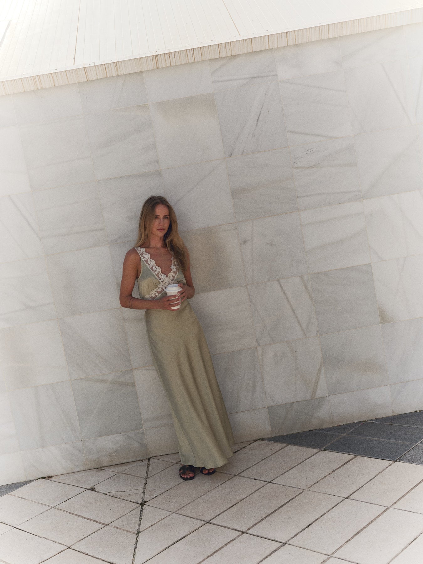 Lilou Satin Maxi Dress - Sage Green