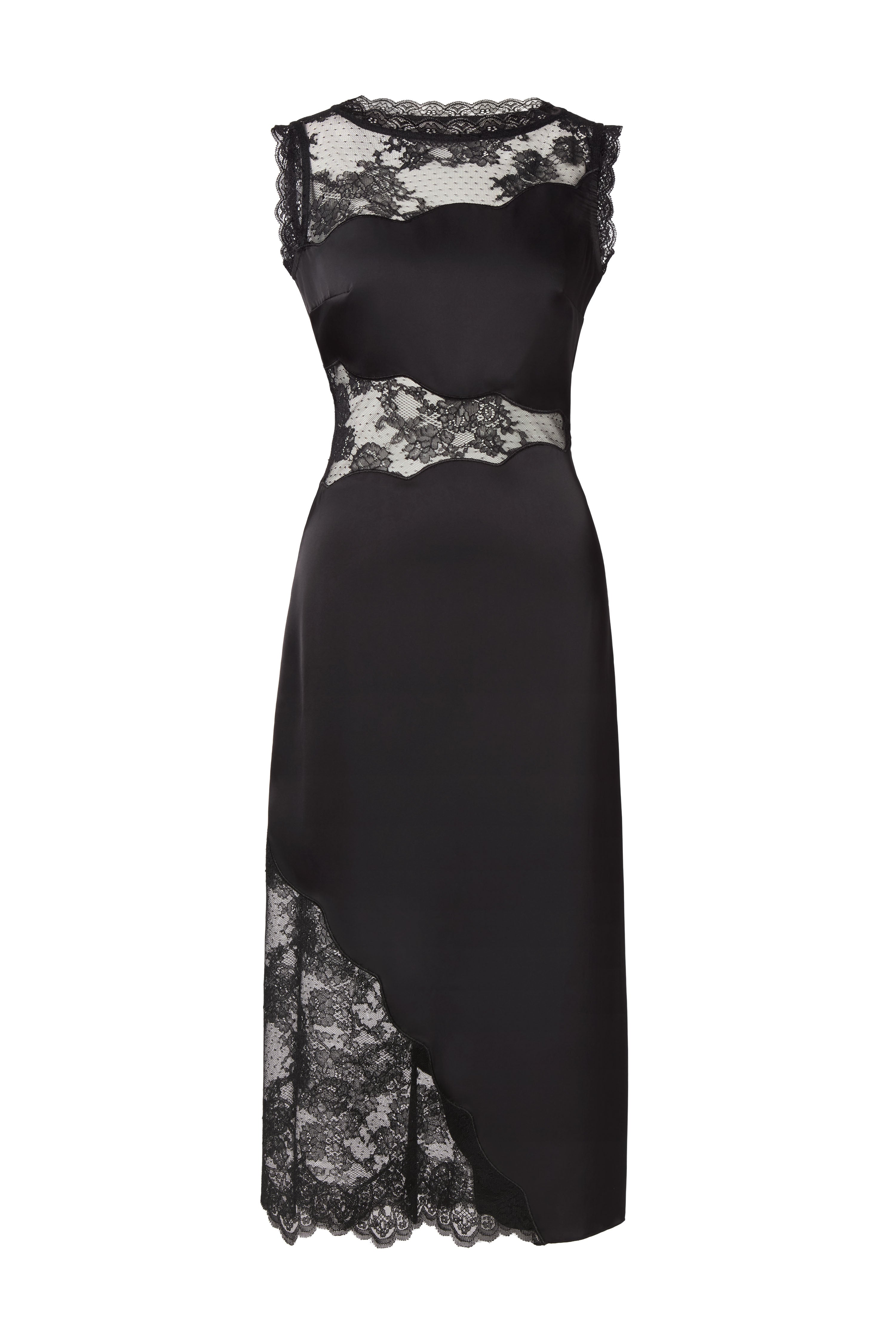 MALINA - Kjoler - Desire Lace Trimmed Cut Out Midi Dress - Black