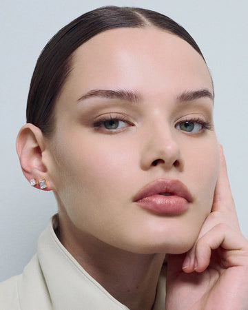 Emerald Stud Earrings - Gold