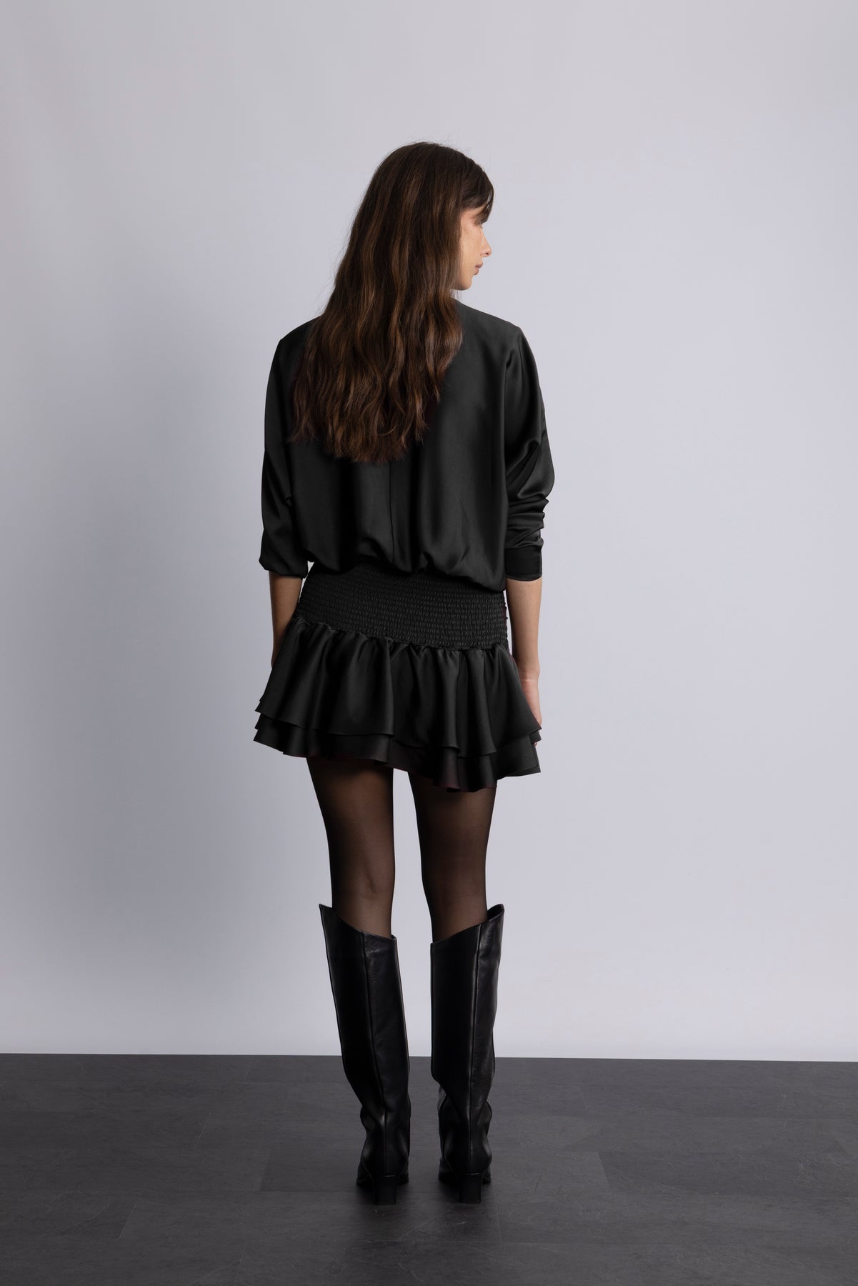 Cordelia Satin Mini Dress - Black