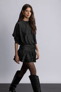 Cordelia Satin Mini Dress - Black