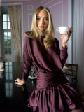 Cordelia Satin Mini Dress - Burgundy