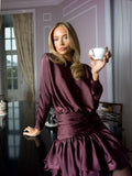 Cordelia Satin Mini Dress - Burgundy
