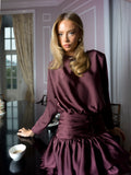 Cordelia Satin Mini Dress - Burgundy