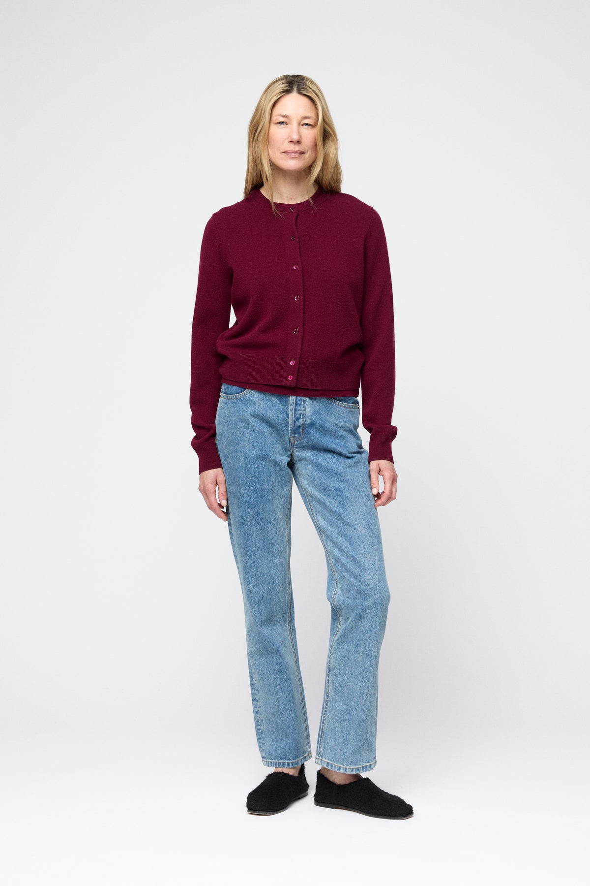 Classic Wool Cardigan - Burgundy