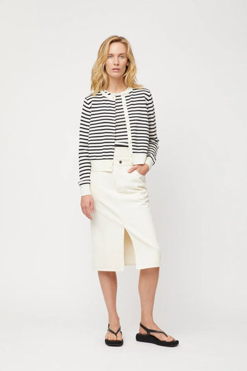Denim Midi Skirt - Ecru