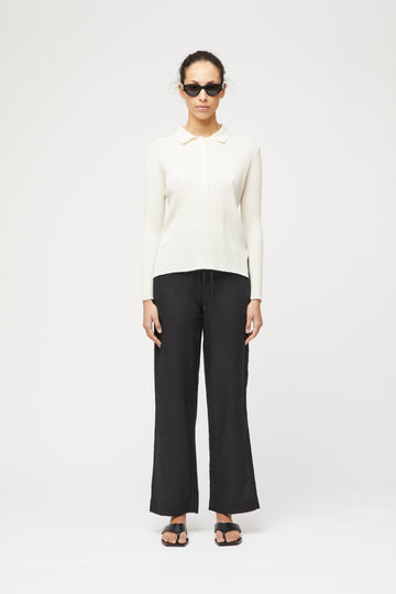 Linen Fisherman Trousers - Jet Black