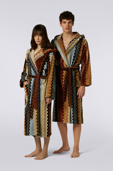 Giacomo Bathrobe Hooded - Black Multicolor